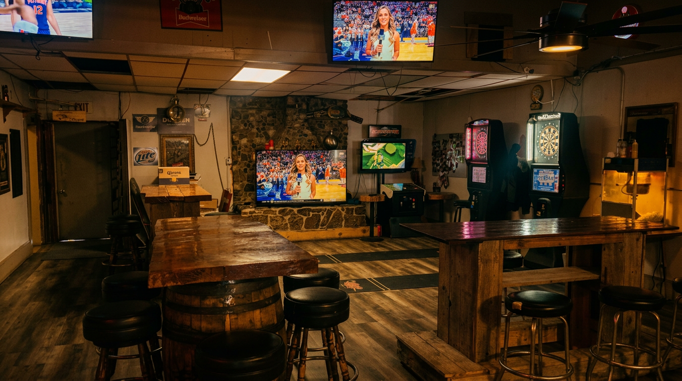 Victory Steakhouse dining room with rustic Chute booth dividers and western memorabilia